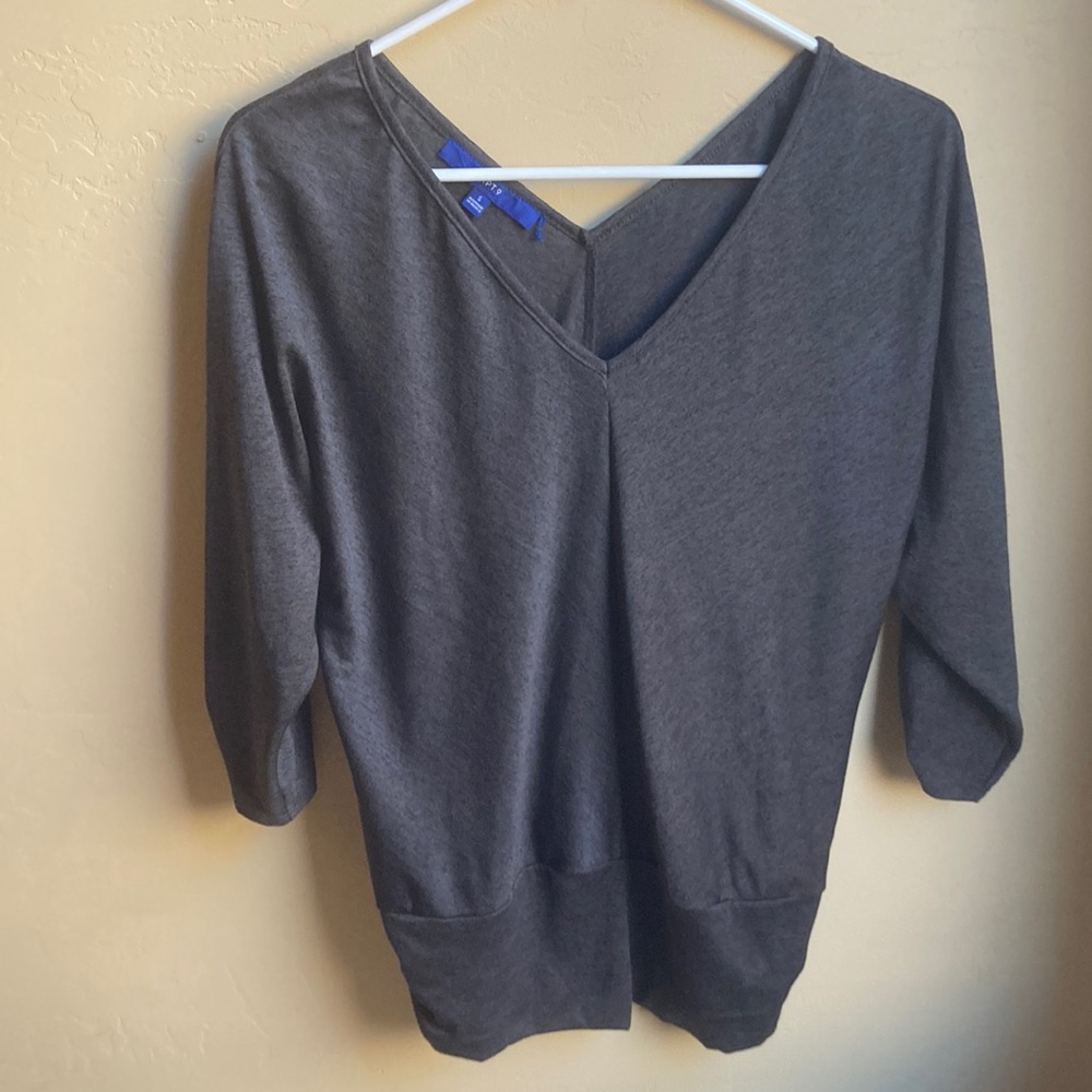 Apt 9 charcoal Gray V-neck blouse size small